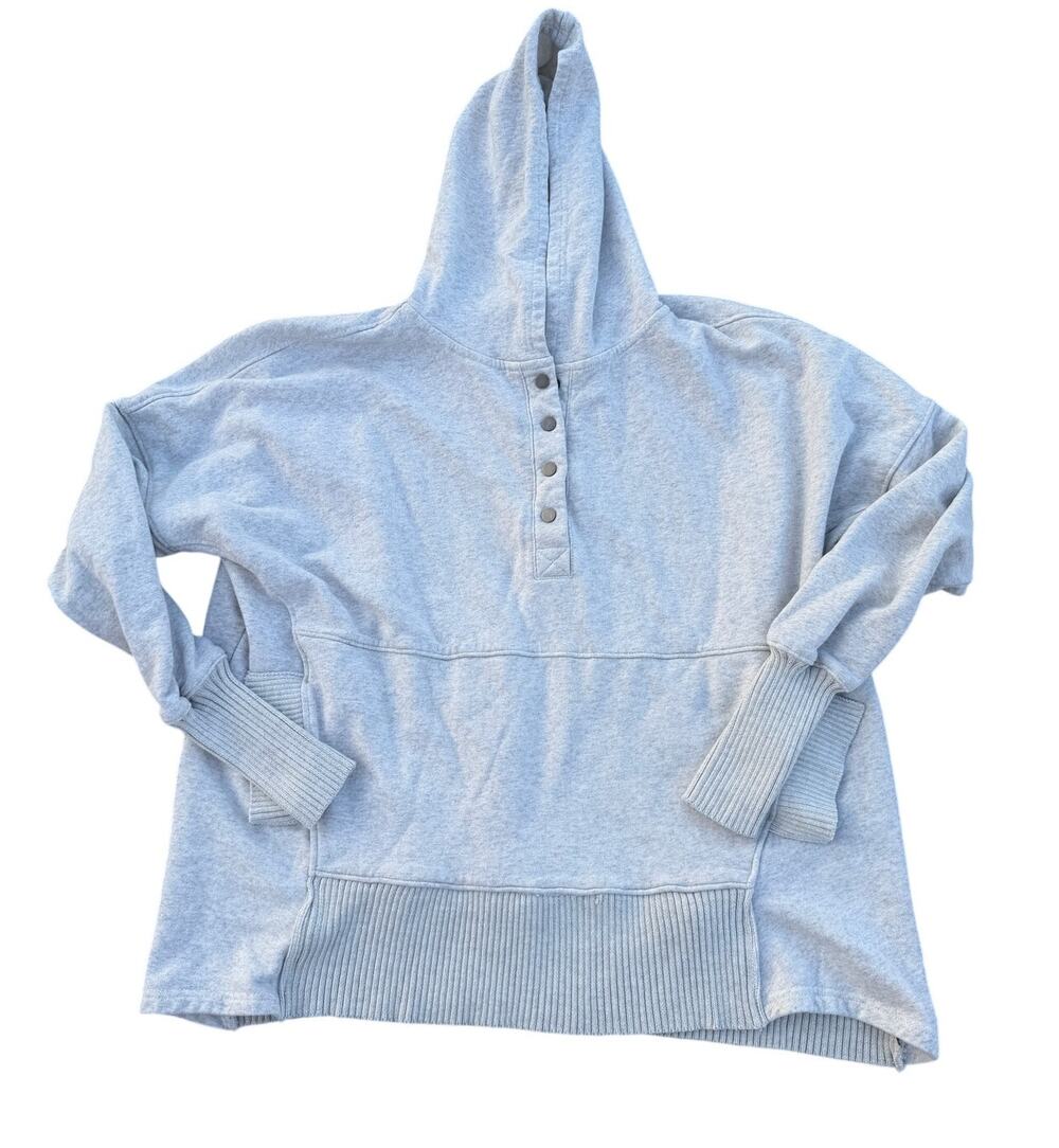 Bucket List Oversized Henley Hoodie - Gray - Size Medium